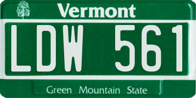 VT license plate LDW561