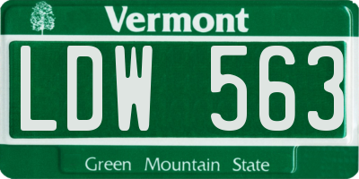 VT license plate LDW563