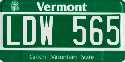 VT license plate LDW565