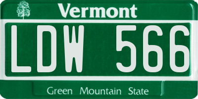 VT license plate LDW566