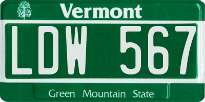 VT license plate LDW567