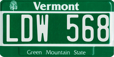 VT license plate LDW568
