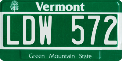 VT license plate LDW572
