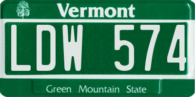 VT license plate LDW574