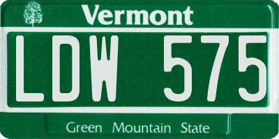 VT license plate LDW575