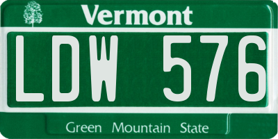 VT license plate LDW576