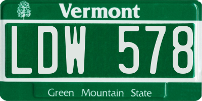 VT license plate LDW578