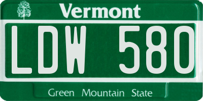 VT license plate LDW580