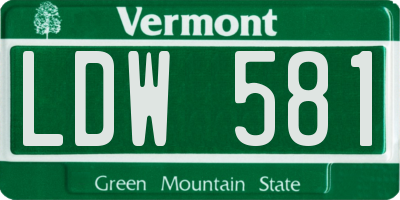 VT license plate LDW581