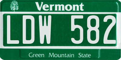 VT license plate LDW582