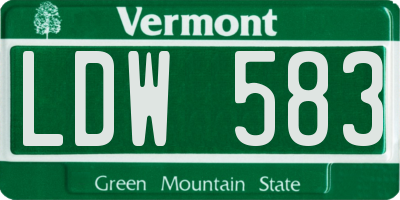 VT license plate LDW583