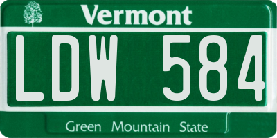 VT license plate LDW584