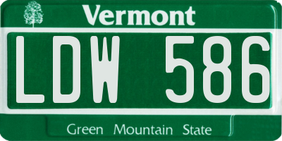 VT license plate LDW586