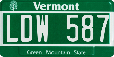 VT license plate LDW587