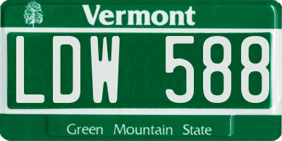VT license plate LDW588