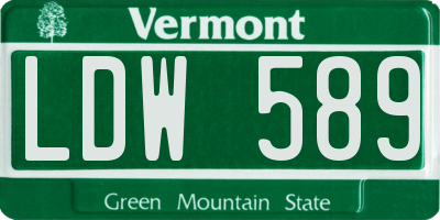 VT license plate LDW589