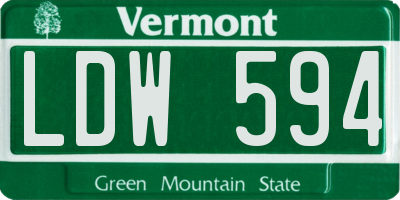 VT license plate LDW594
