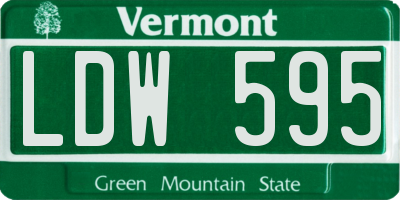 VT license plate LDW595