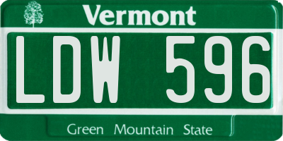 VT license plate LDW596