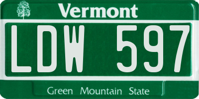 VT license plate LDW597