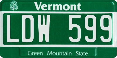 VT license plate LDW599