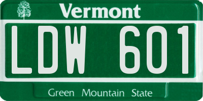 VT license plate LDW601