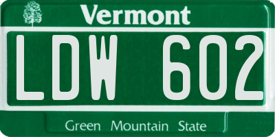 VT license plate LDW602