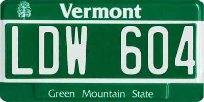 VT license plate LDW604