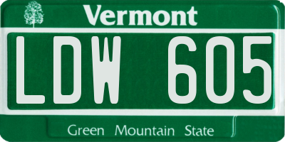 VT license plate LDW605