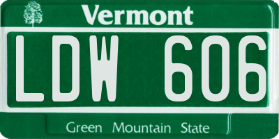 VT license plate LDW606