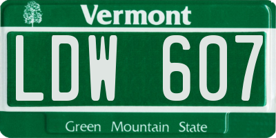VT license plate LDW607