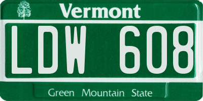 VT license plate LDW608