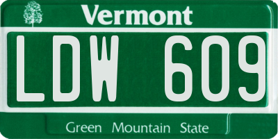 VT license plate LDW609