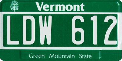 VT license plate LDW612