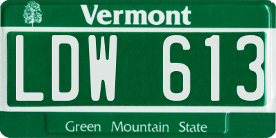 VT license plate LDW613