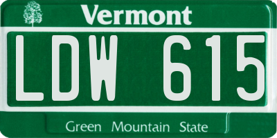 VT license plate LDW615