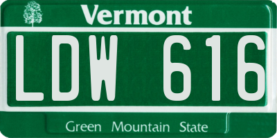 VT license plate LDW616