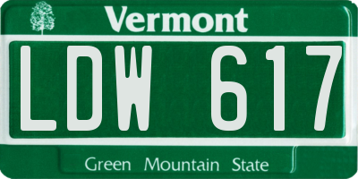 VT license plate LDW617