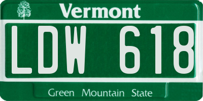 VT license plate LDW618