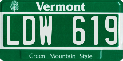 VT license plate LDW619