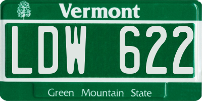 VT license plate LDW622