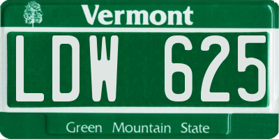 VT license plate LDW625