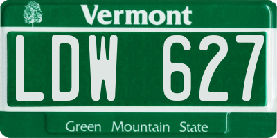 VT license plate LDW627