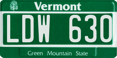 VT license plate LDW630