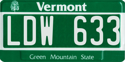 VT license plate LDW633