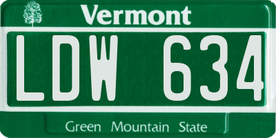 VT license plate LDW634