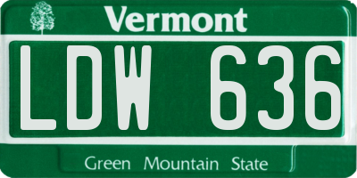 VT license plate LDW636