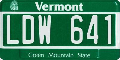 VT license plate LDW641