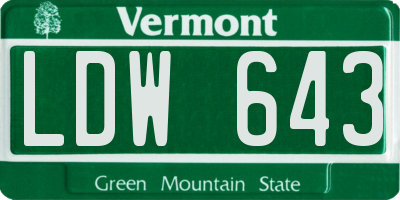 VT license plate LDW643