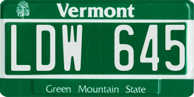 VT license plate LDW645